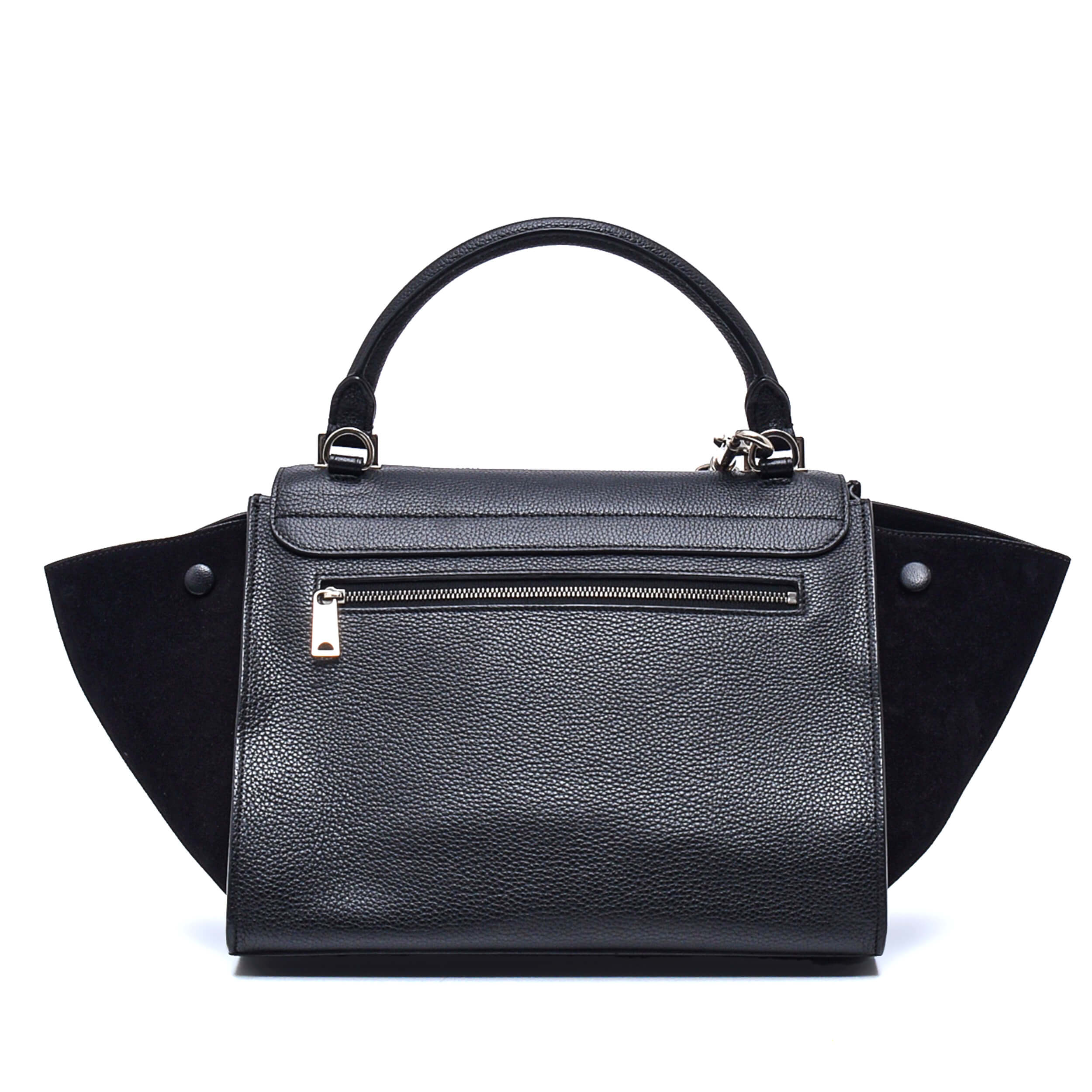 Celine - Black Grained Leather & Suede Small Trapeze Bag